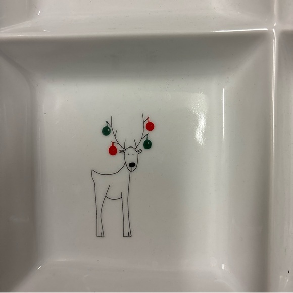 Christmas Holiday Reindeer 4 Section Plate Dish by BIA Cordon Bleu White - Picture 5 of 7